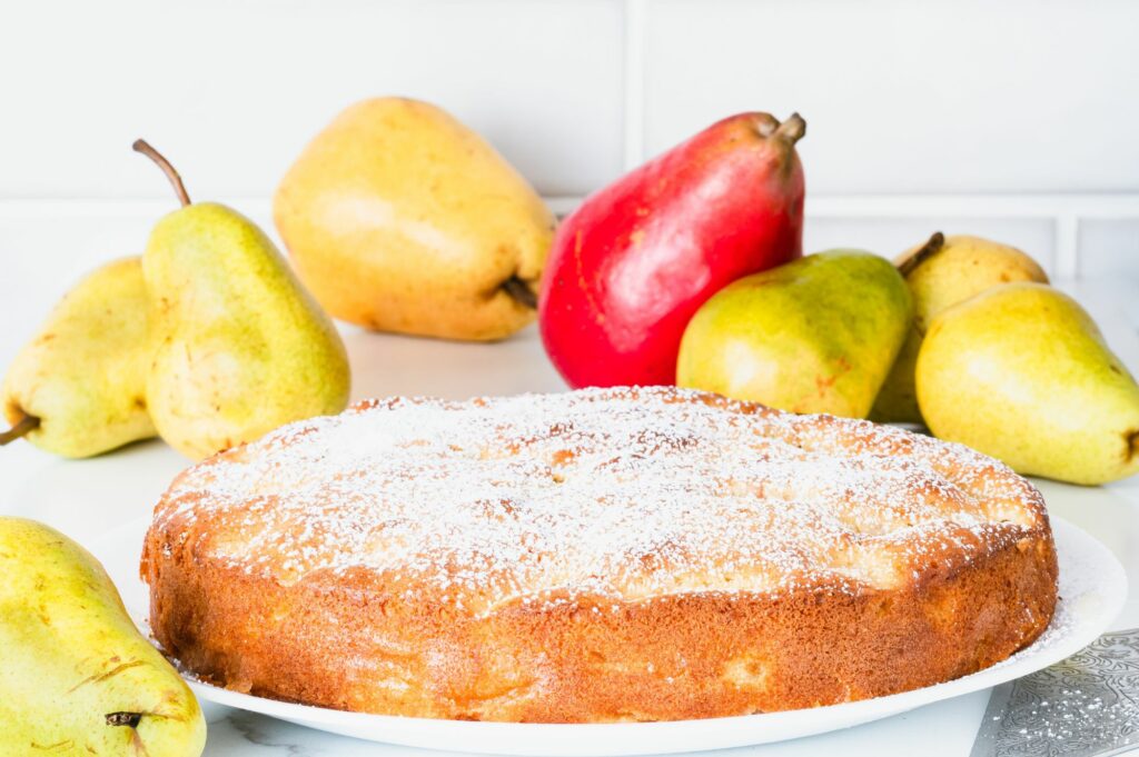 Gâteau au yaourt poires amandes